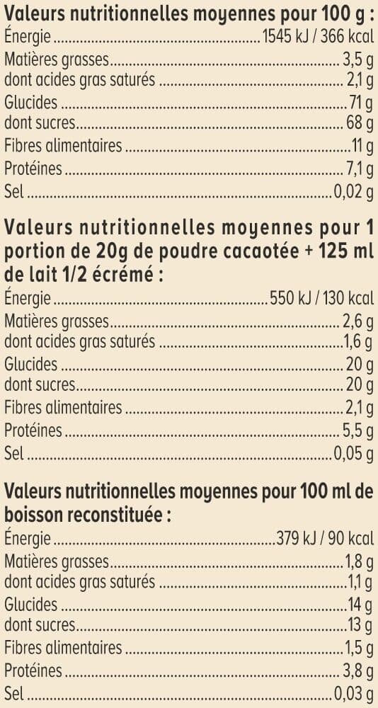 U Poudre cacaotée 32% de cacao étui de 500g packshot