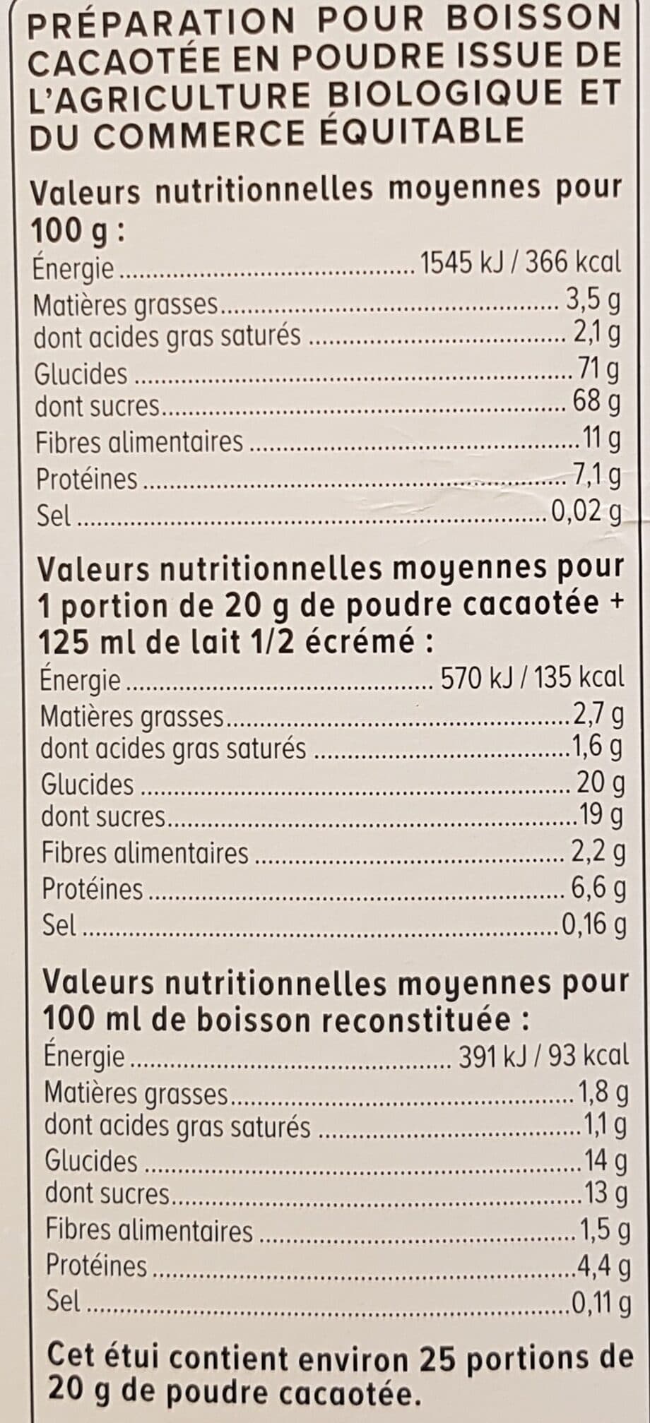U Poudre cacaotée 32% de cacao étui de 500g packshot