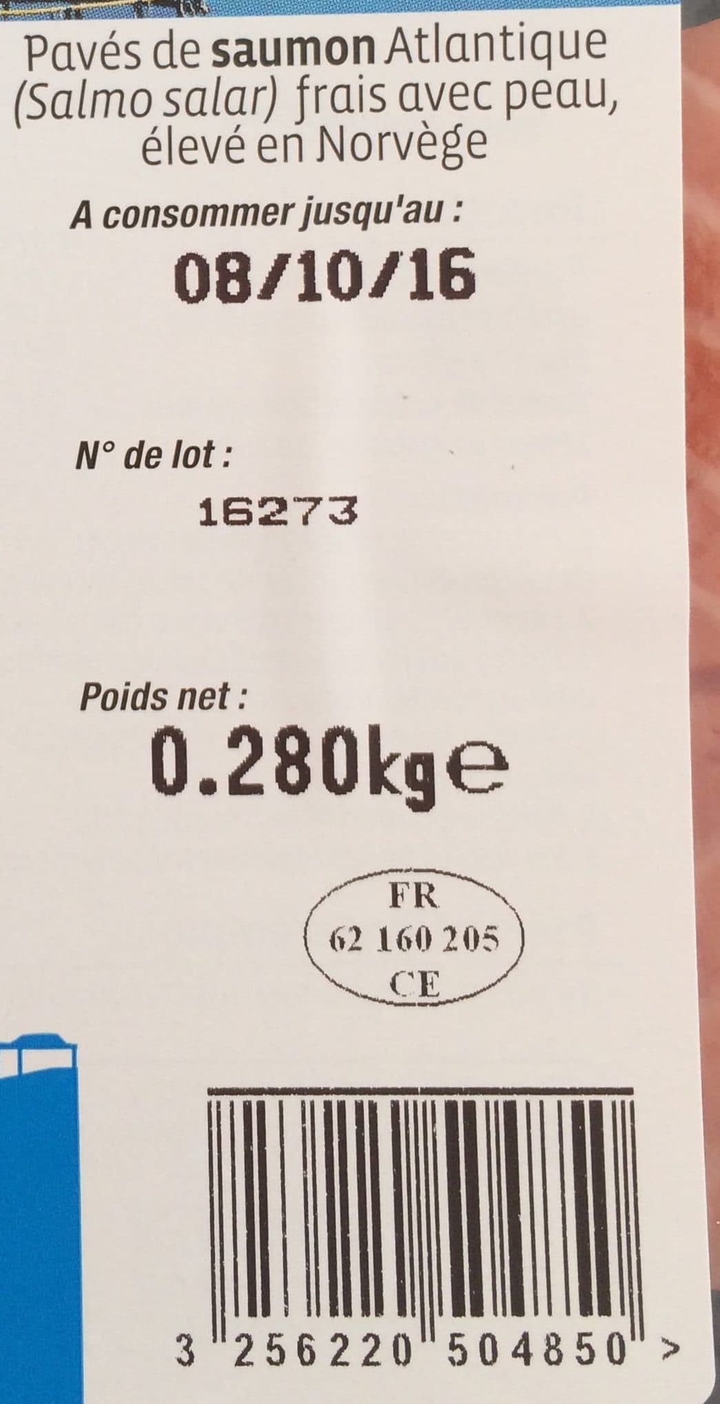 U Pavé de saumon, Salmo salar packshot
