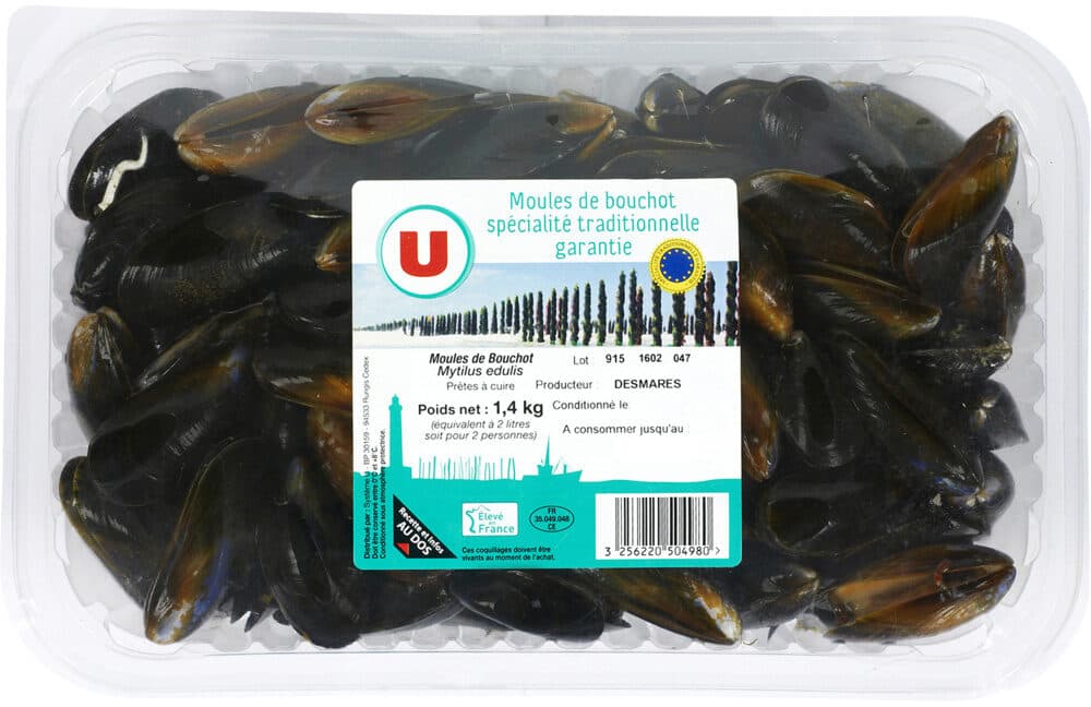 U Moule de bouchot STG, élevée en France, barquette 1,4kg packshot