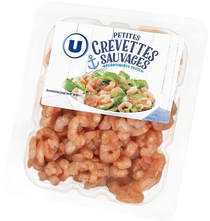 U Crevettes sauvages décortiquées cuites packshot