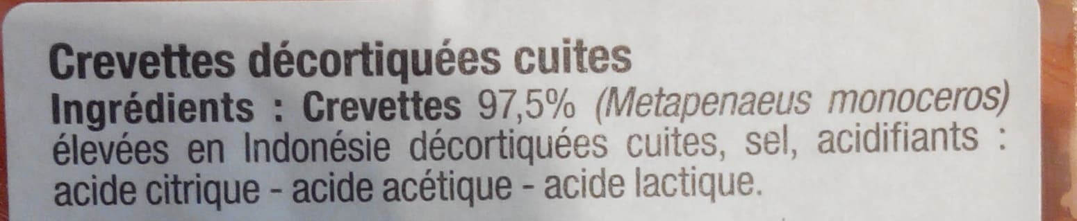 U Crevettes tropicales décortiquées, cuites packshot