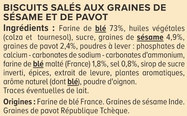 U Biscuits apéritifs Crackers apéritifs triangles au sésame et pavot, 100g packshot