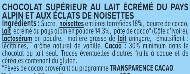 U Chocolat au lait et noisettes 2 Tablettes de 100g packshot