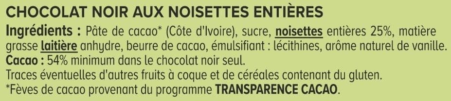 U Chocolat noir et noisettes entières Tablette de 200g packshot