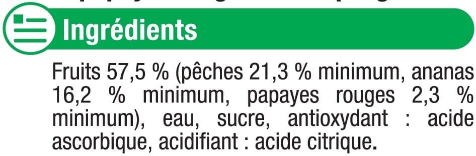 U Coupelles de fruits du soleil à la pêche, ananas et papaye 4x260g packshot