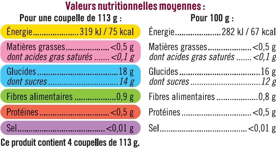 U Coupelles fruits du verger à la poires, pêches et pommes 4x113g packshot