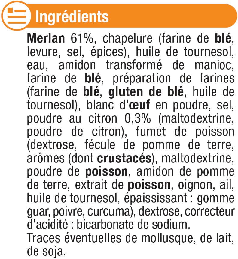 U Panés de merlan saveur citron packshot