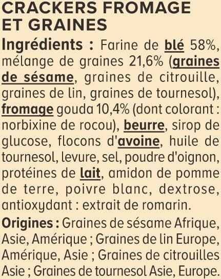 U Biscuits apéritifs Ondulés fromage et graines 65g packshot