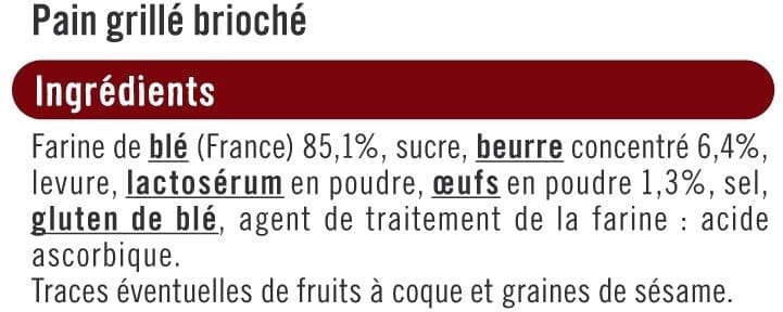 U Pain grillé brioché 300g packshot
