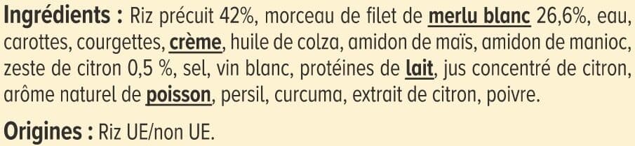 U Plat cuisiné Merlu blanc sauce citron et riz barquette micro-ondable de 300g packshot