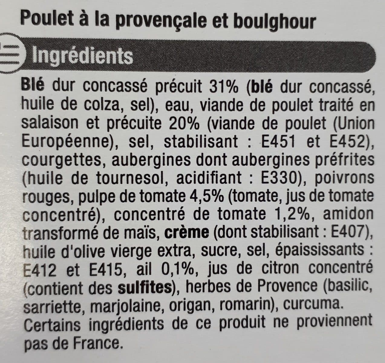 U Poulet à la provencale packshot