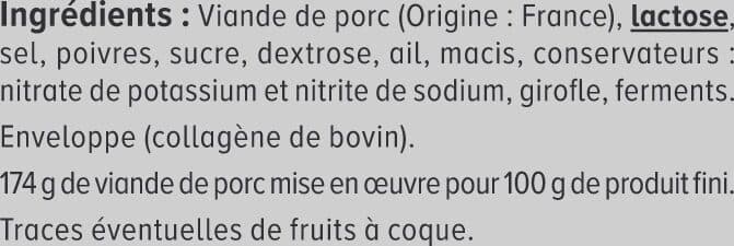 U Saucissse sèches à croquer Pur Porc - x3, 150g packshot