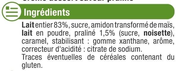 U Crème saveur dessert praliné packshot