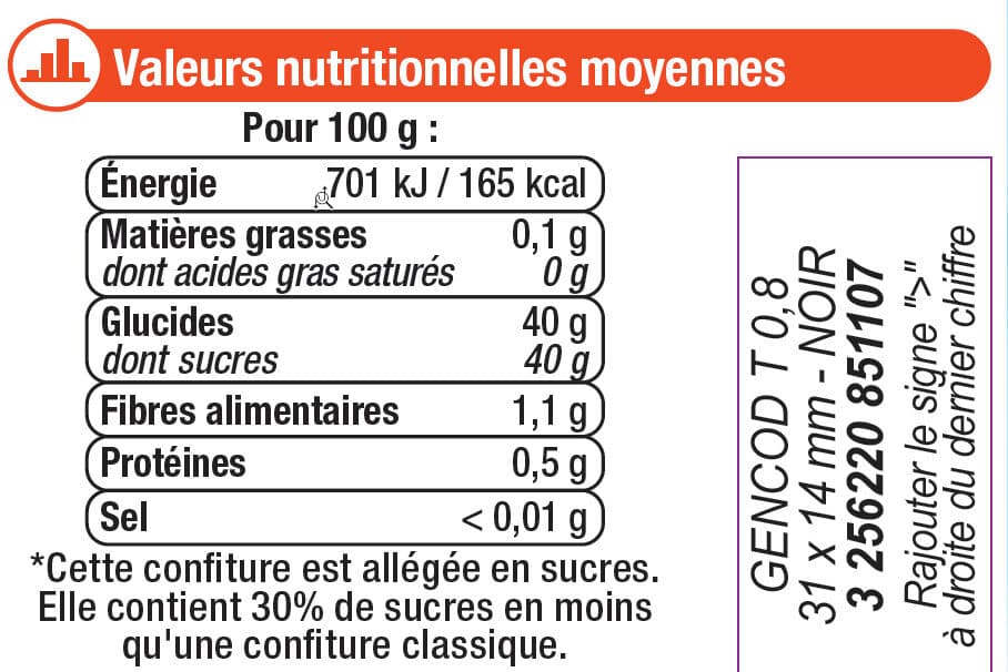 U Confiture d'abricot allégée pot de 335g packshot