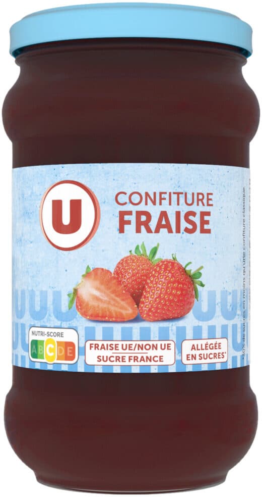 U Confiture de fraise allégée pot de 335g packshot