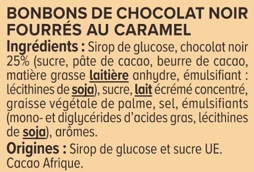 U Caramels enrobés au chocolat noir paquet de 280g packshot