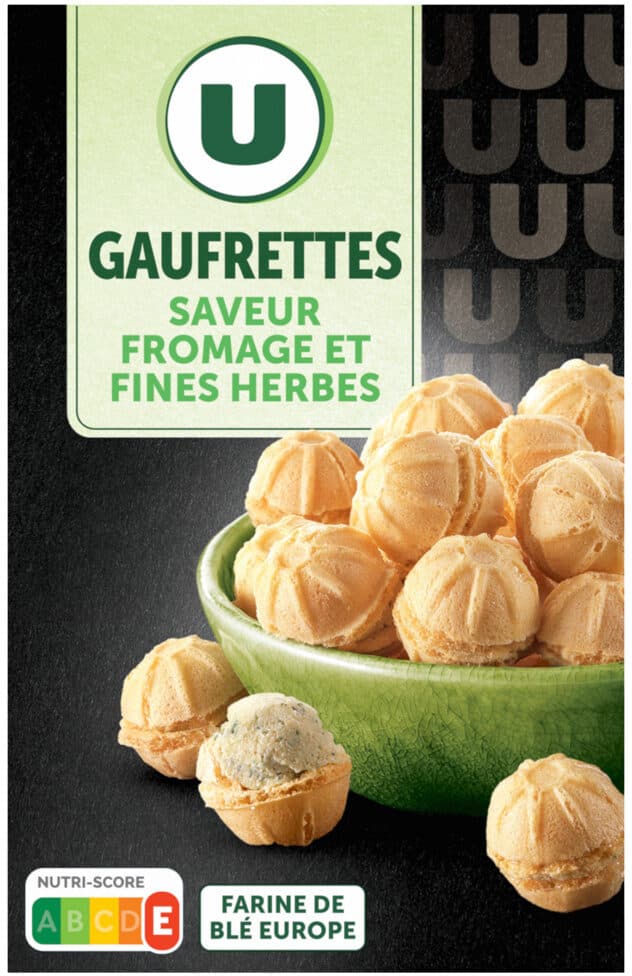 U Biscuits apéritifs Gaufrettes goût fromage et fines herbes 75g packshot
