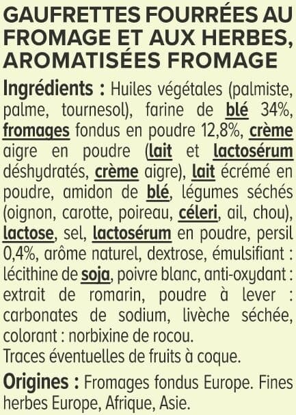 U Biscuits apéritifs Gaufrettes goût fromage et fines herbes 75g packshot