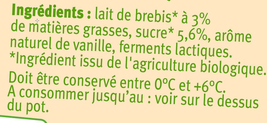 U Yaourts bio au lait de brebis saveur vanille 2x125g packshot