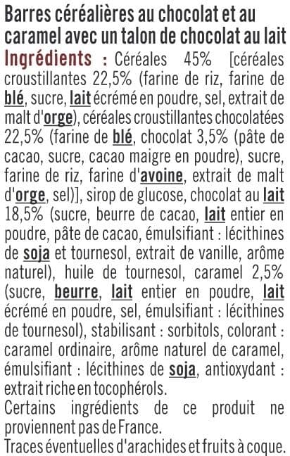 U Barres croustilllantes au caramel et chocolat 6 unités, 126g packshot