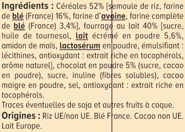 U Céréales chocolatées fourrées au lait - paquet 600g packshot