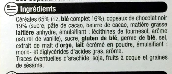 U Pétales de riz et de blé complet avec copeaux de Chocolat Noir packshot