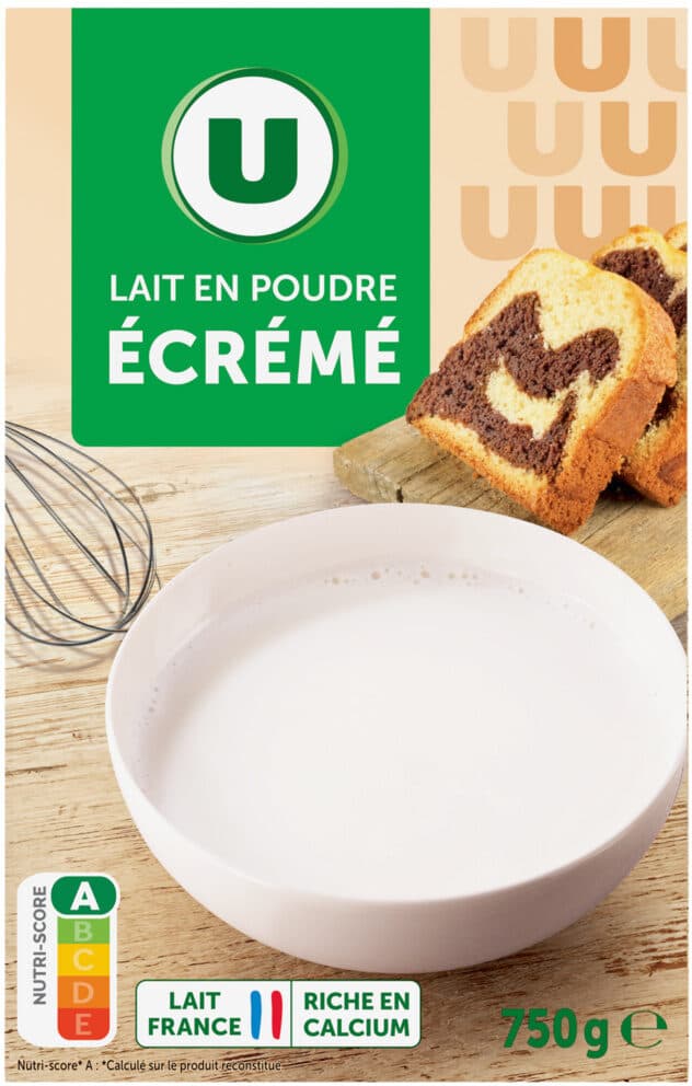U Lait écrémé en poudre 750g packshot