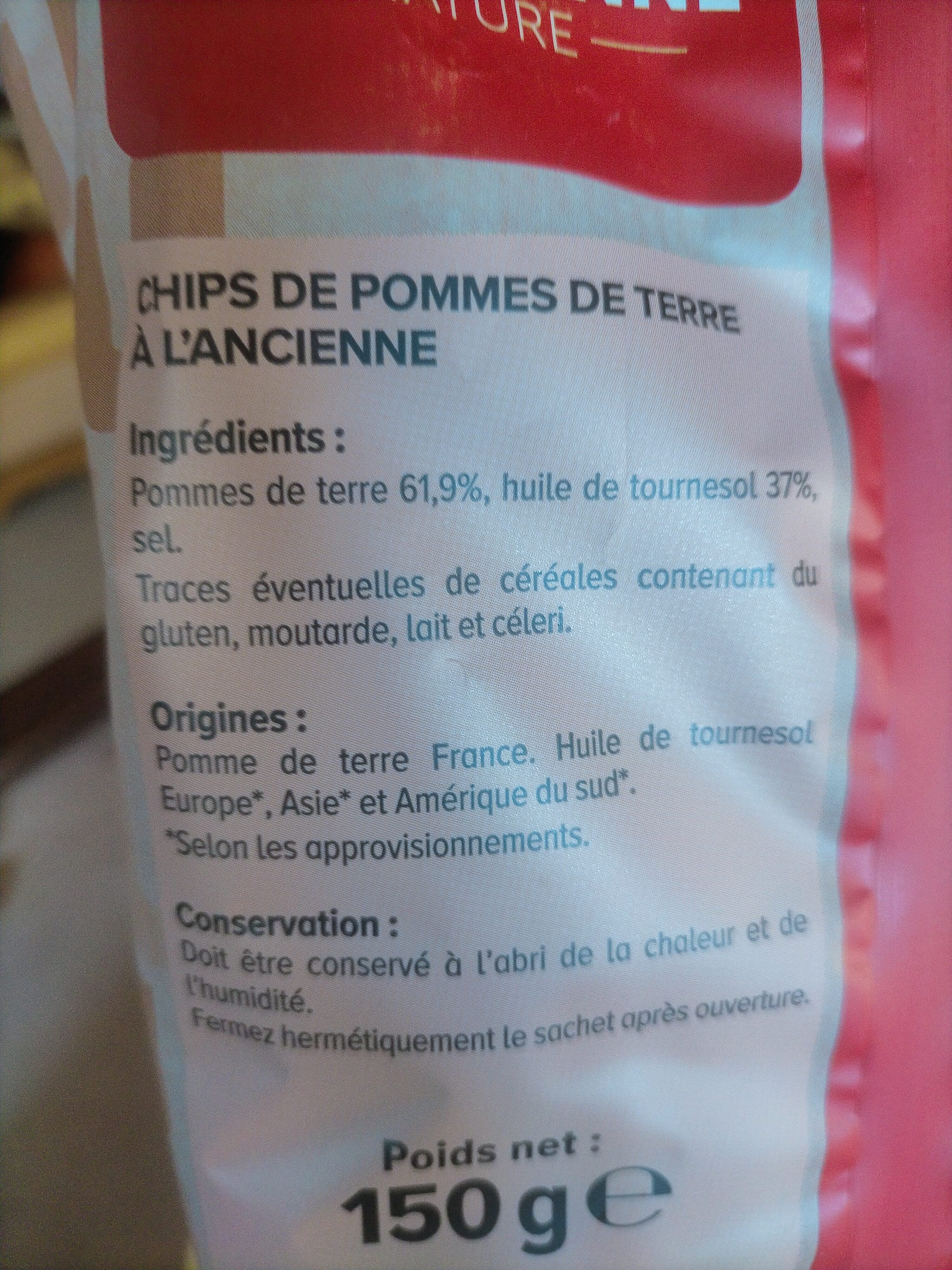 U Chips à l'ancienne nature 150g packshot