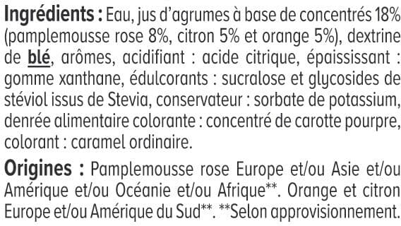 U Boisson concentré au pamplemousse rose, citron et orange aromatisée avec édulcorant bouteille de 75cl packshot