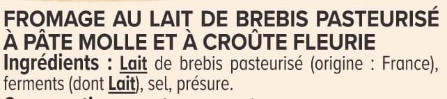 U Fromage au lait de brebis pasteurisé 25% de MG, brique de 150g packshot