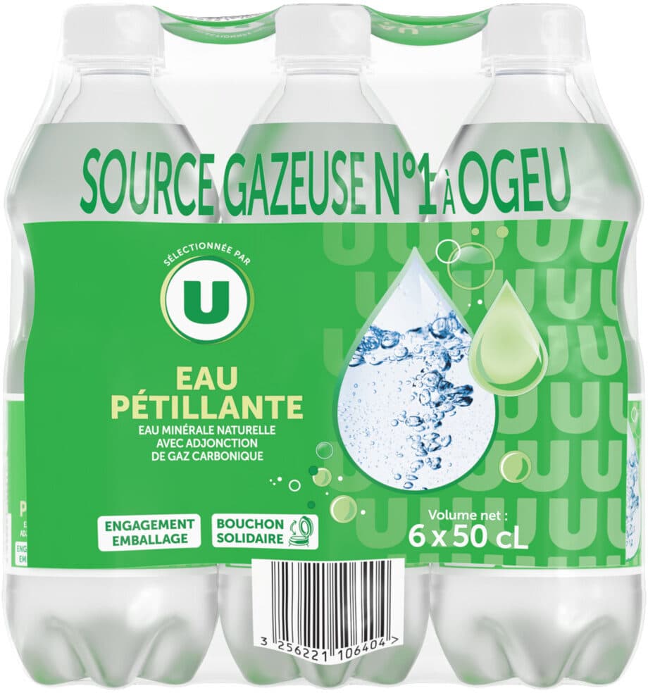 U Eau minérale naturelle gazeuse packshot