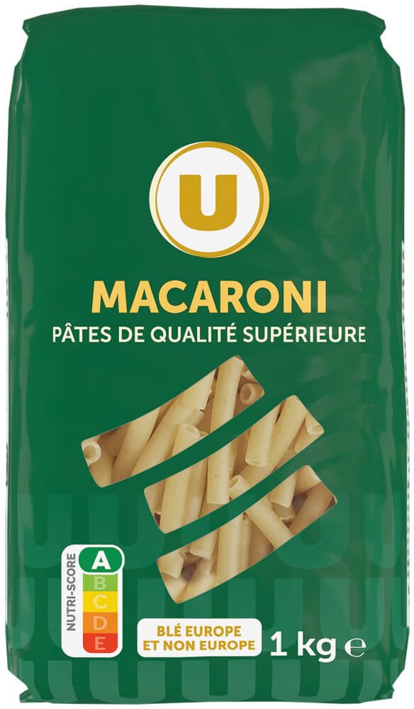 U Pâtes Macaroni qualité supérieure, sachet de 1kg packshot