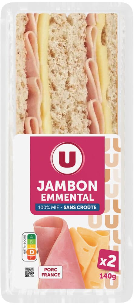 U Sandwich pur mie jambon-emmental 140g packshot