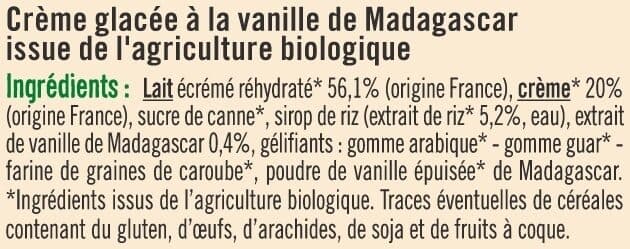 U Bac Crème glacée à la vanille de Madagascar - 471g packshot