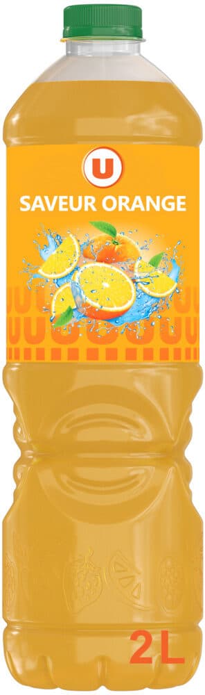 U Boisson aux jus de fruits à base de concentrés, aromatisée orange 2L packshot