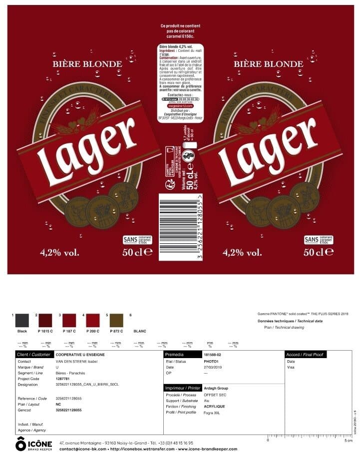 U Bière blonde Lager 4,2° packshot
