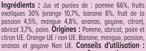 U Pur jus de fruits exotiques 4 bouteilles de 20cl packshot