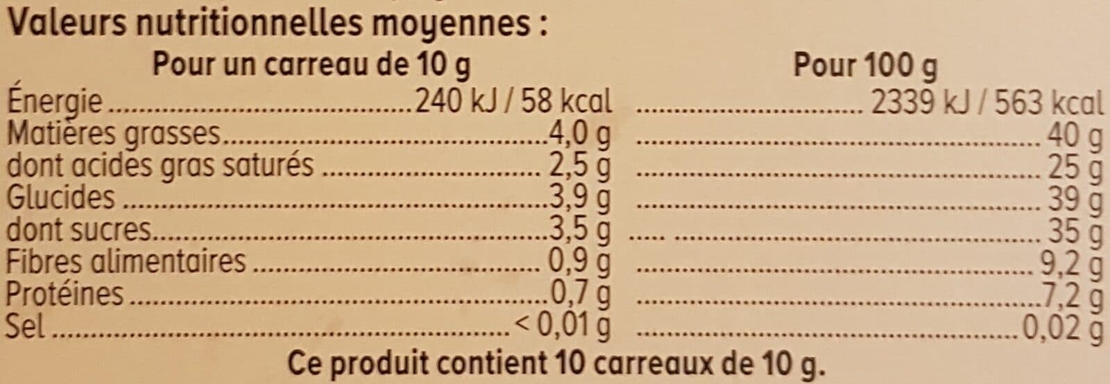 U Chocolat noir café éclats fèves de cacao dégustation Tablette de 100g packshot