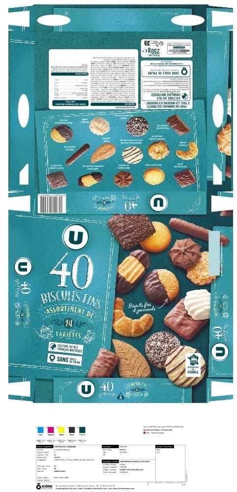U Assortiment de biscuits 14 variétés 40 biscuits, 250g packshot