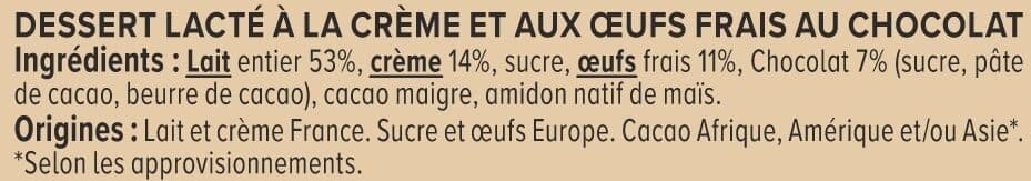 U Desserts lactés à la crème aux oeufs frais saveur chocolat 4x100g packshot