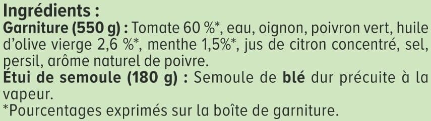 U Taboulé à la menthé, boite de 730g packshot