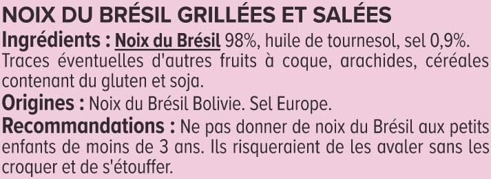 U Noix du Brésil grillées salées sachet de 100g packshot
