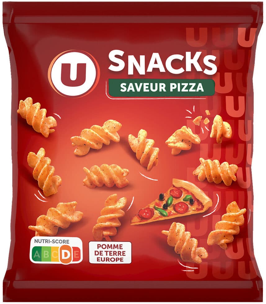 U Biscuits apéritifs Snacks goût pizza sachet de 60g packshot
