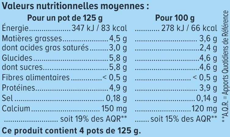 U Yaourt brassé nature x4 - 125g packshot
