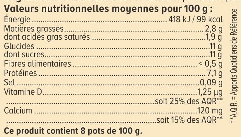 U Fromage blanc nature 2,8%MG au sucre de canne - 8X100g packshot