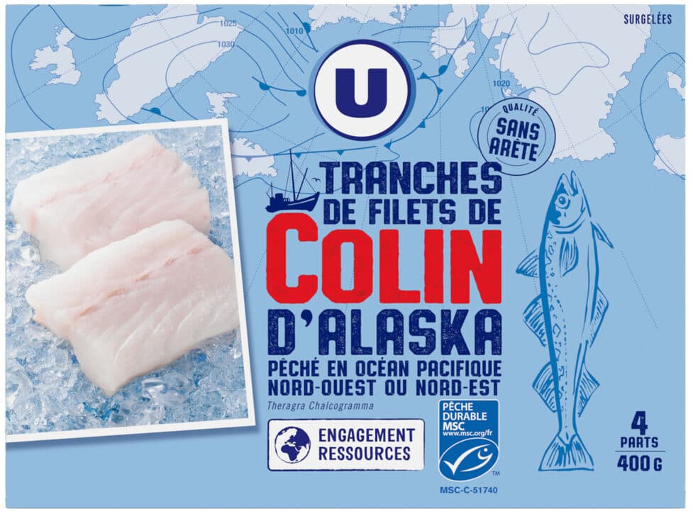U Tranches de filet de colin nature d'Alaska MSC 4x100g packshot