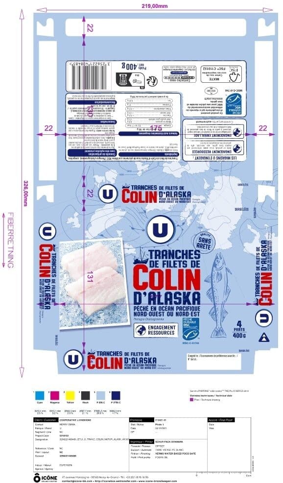 U Tranches de filet de colin nature d'Alaska MSC 4x100g packshot