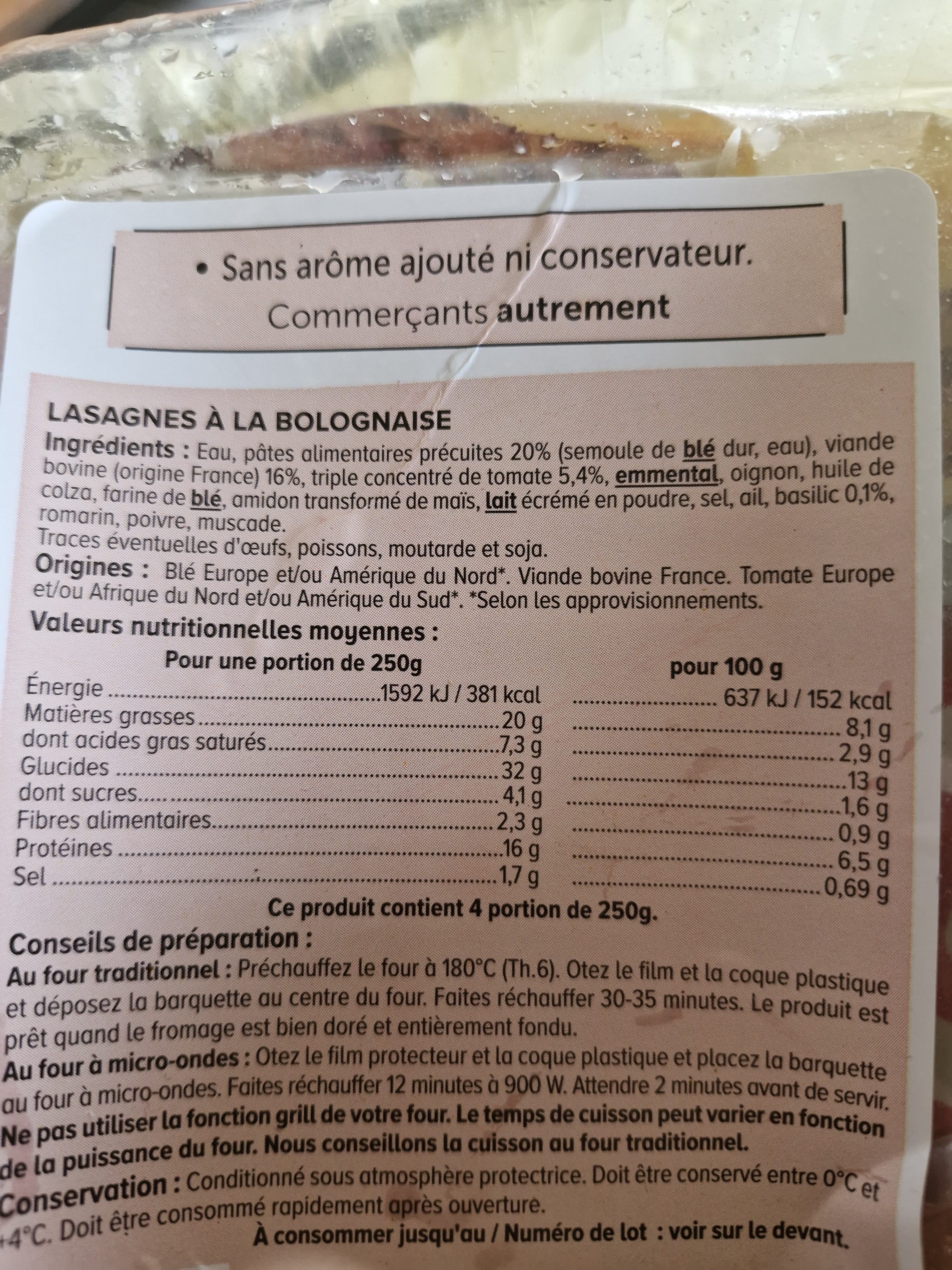U Lasagne à la bolognaise, 1kg packshot