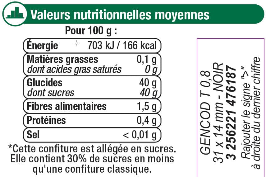 U Confiture de reines Claude allégée bocal de 335g packshot